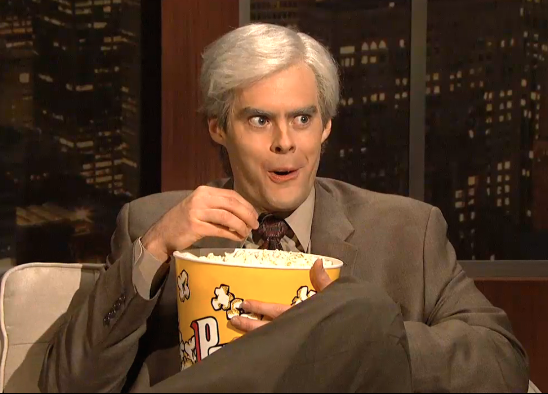 Очень увлекательно. Джим Керри попкорн. Билл хейдер попкорн. Джим Керри с попкорном Мем. Джим Керри ест попкорн.